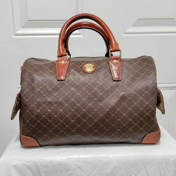 Rioni Bags Rioni Brown Signature Large Canvas Bowler Boston Bag